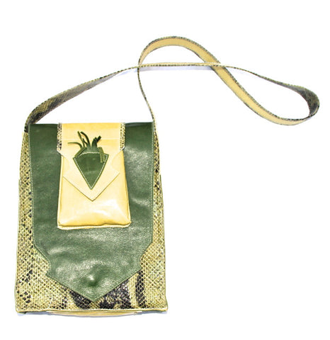 Small Green Snakeskin Print Shoulder Bag Purse