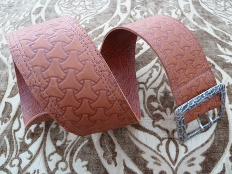 2.75" Contour Printed Leather triple-stitched Belt