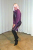 Women's Purple Ostrich print Leather Suit