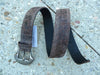 1.5" Wide Cut-Edge Leather Belt w/renaissance silver metal buckle